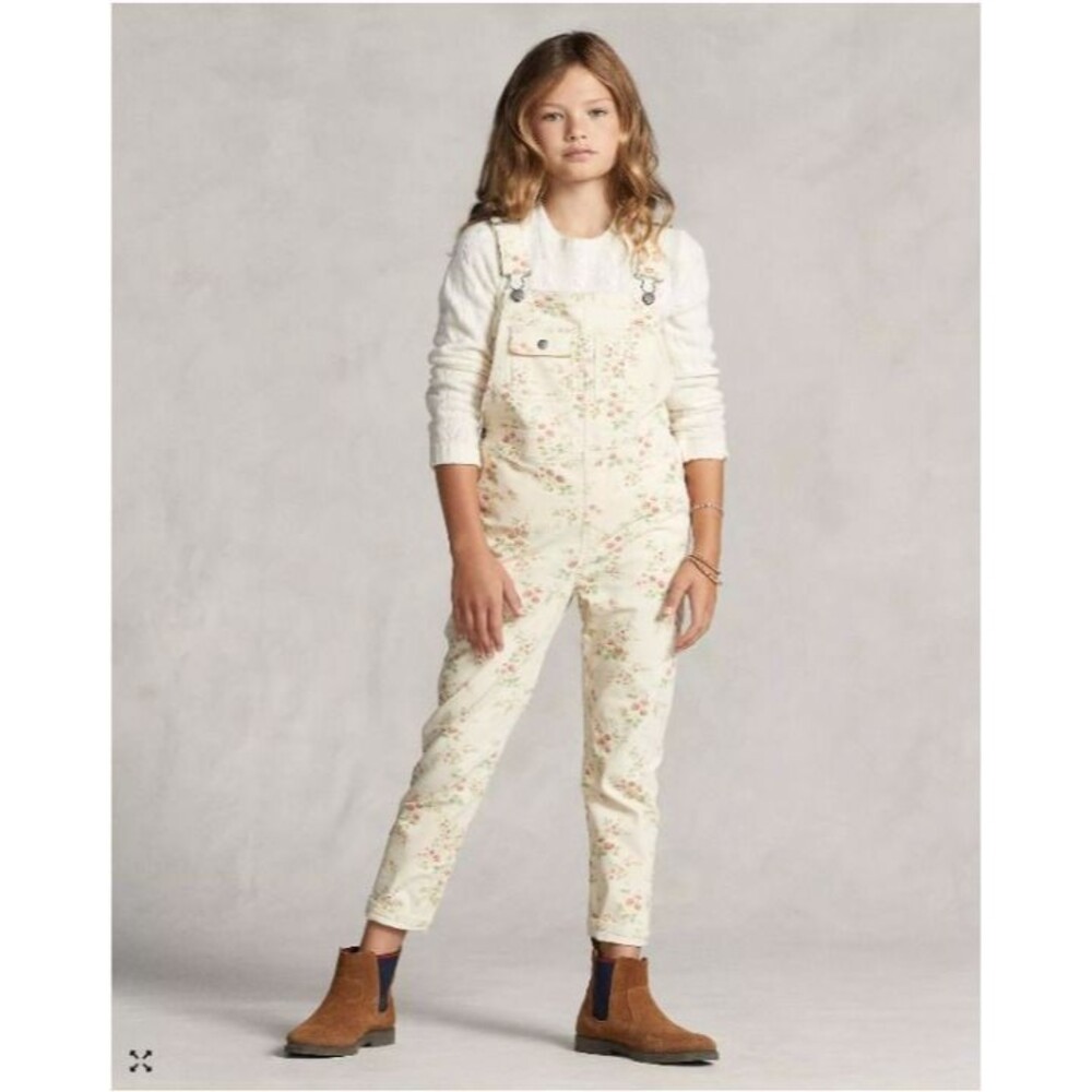 Polo Ralph Lauren Girls Floral Stretch Corduroy Overalls – Size 12